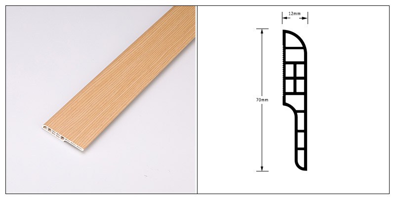 placa de rodapé Bullnose de 70*12mm SPC