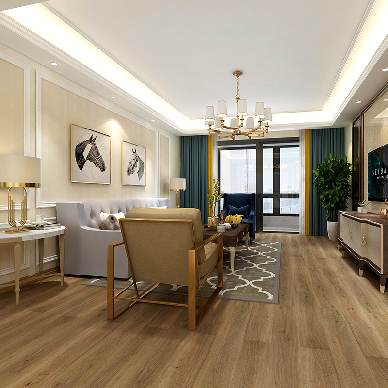 Pisos de vinil &agrave; prova d'&aacute;gua com gr&atilde;os de madeira