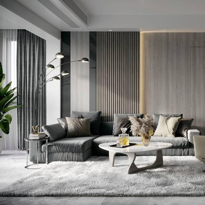 Interior de pain&eacute;is de parede WPC de estilo moderno