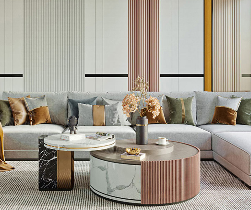 Pain&eacute;is de parede canelados luxuosos em WPC