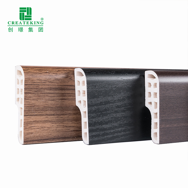Fornecedor da China Rodapé de parede de PVC de grão de madeira de fácil instalação