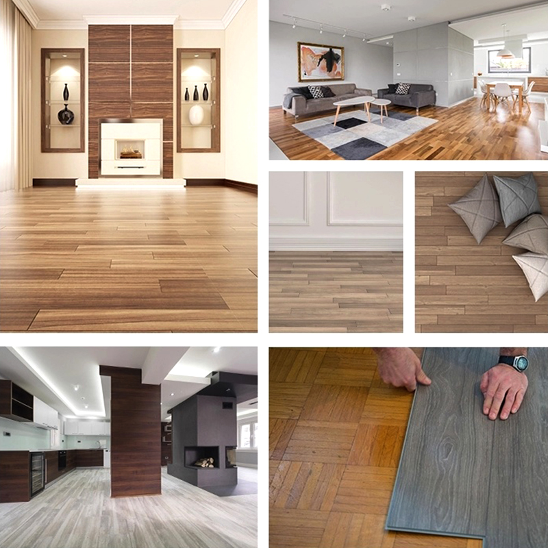 Pisos de pranchas de vinil com apar&ecirc;ncia de madeira est&eacute;reis