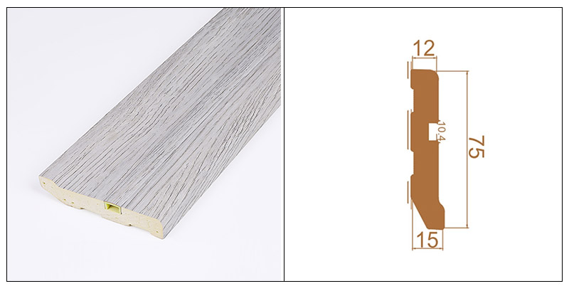 75*15mm PVC escondido prego rodap&eacute; s&oacute;lido