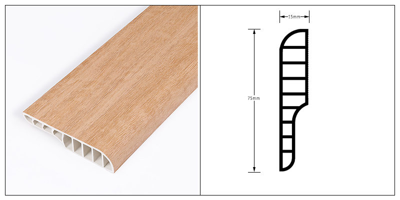 rodap&eacute; de l&aacute;pis de PVC de 75 * 15 mm