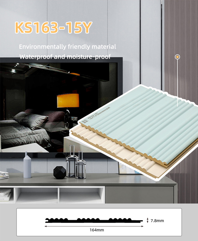 Painel de parede canelado s&oacute;lido curvo de 164 * 7,8 mm