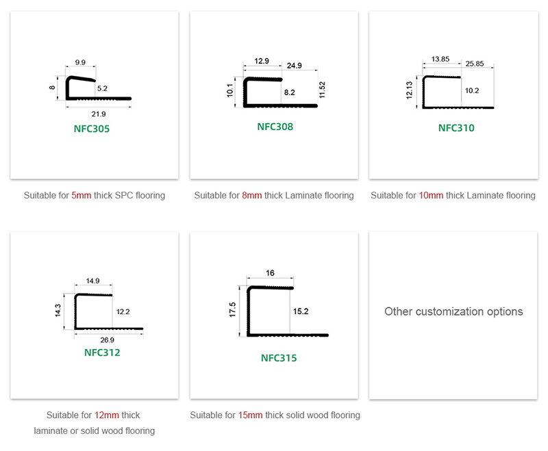 Acabamento de borda quadrada de piso laminado