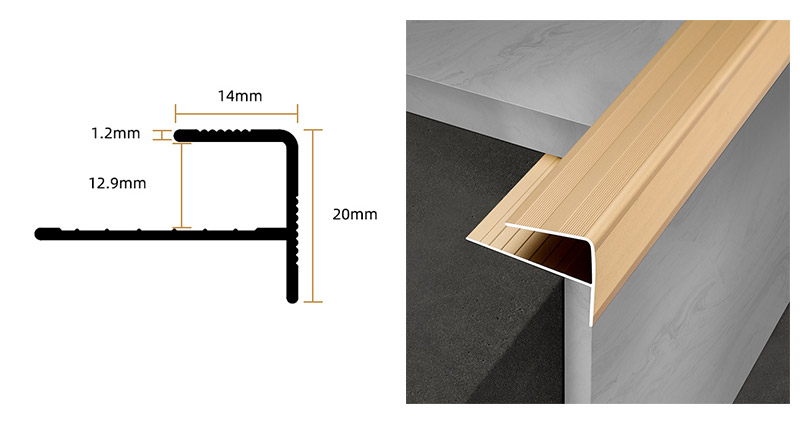 Nariz de escada antiderrapante de alum&iacute;nio