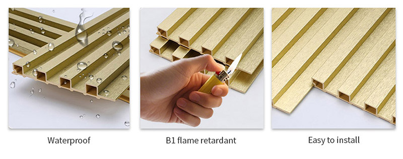 Painel de parede canelado dourado met&aacute;lico