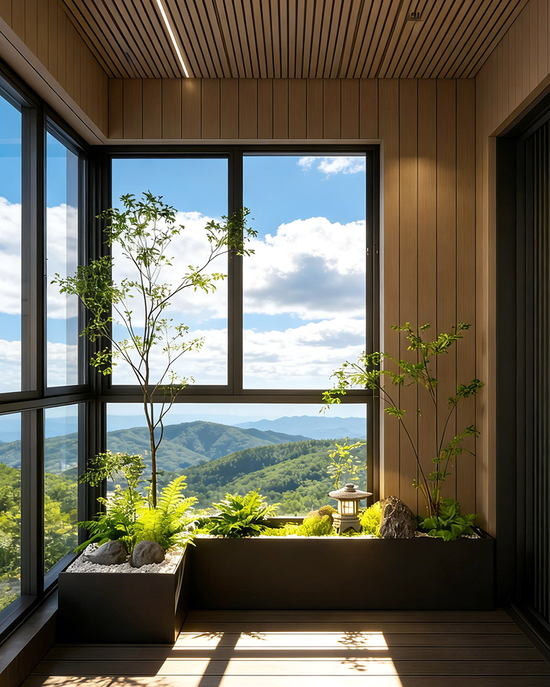 Pain&eacute;is de parede WPC s&atilde;o usados ​​​​em paredes de varandas