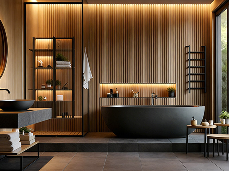 Pain&eacute;is de parede WPC para banheiro