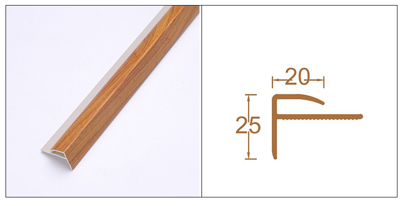 Tiras de nariz de escada SPC em forma de F de 20 * 25 mm