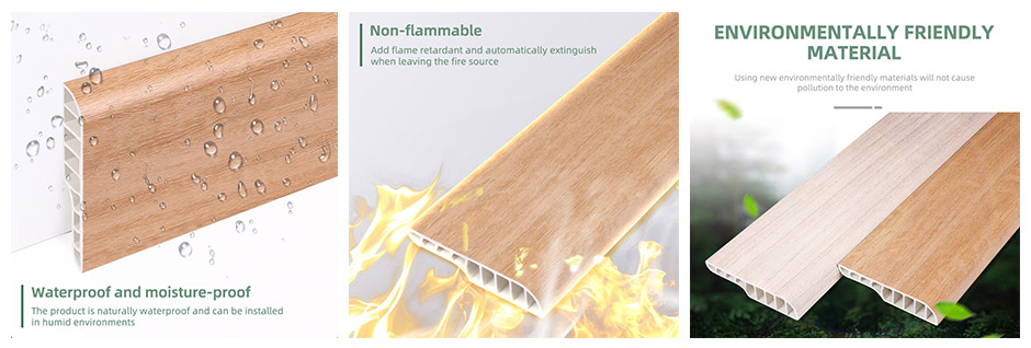 rodap&eacute; de l&aacute;pis de PVC de 75 * 15 mm