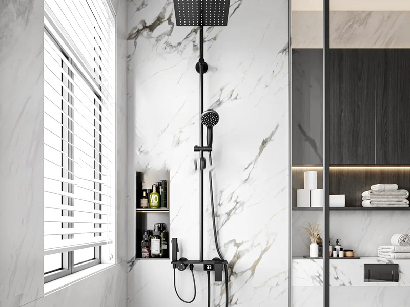 Folha de m&aacute;rmore de PVC no banheiro