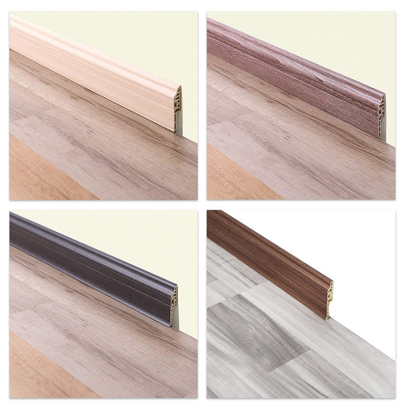 Rodap&eacute; de prego oculto em PVC de 68 * 17 mm