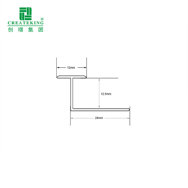 Acabamento de borda em forma de T de 12x12,5 mm