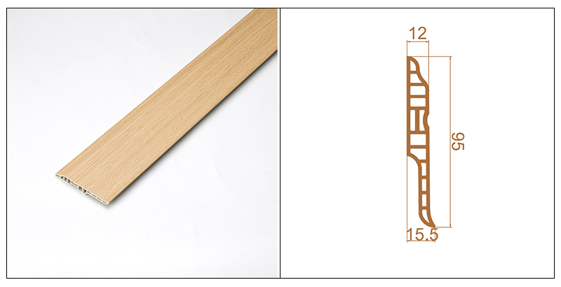 Placa de rodap&eacute; de l&iacute;ngua de cordeiro em PVC de 95 * 15,5 mm