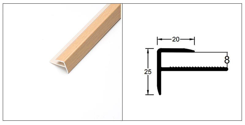 Perfis de nariz de escada em PVC em forma de F de 20*25mm