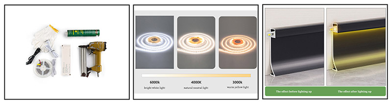 rodap&eacute; de alum&iacute;nio LED de 50*9mm