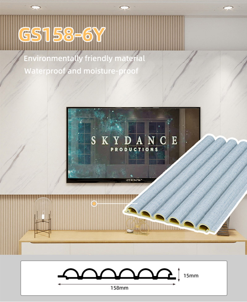 Painel de parede WPC com design semic&iacute;rculo de 158 * 15 mm