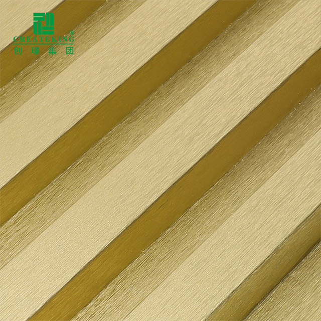 Painel de parede canelado dourado metálico de 155 * 17 mm