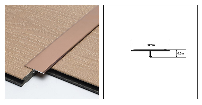 Faixa de transi&ccedil;&atilde;o de alum&iacute;nio em forma de T