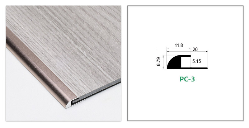 Faixa de borda de piso em forma de C em ouro rosa