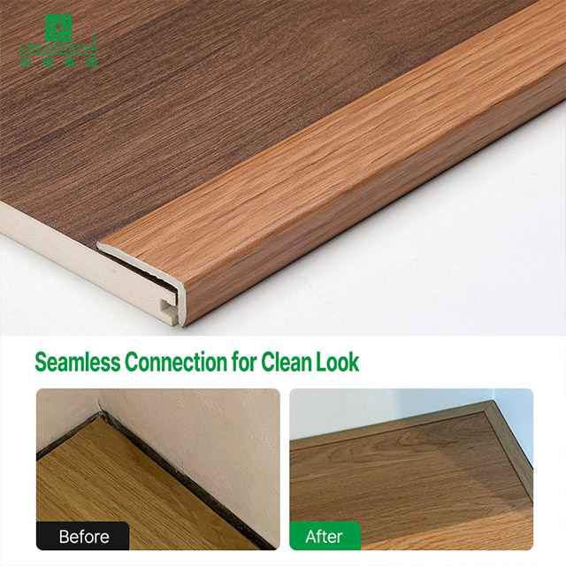 Tiras de borda de piso laminado em PVC de 24 * 10 mm em forma de L