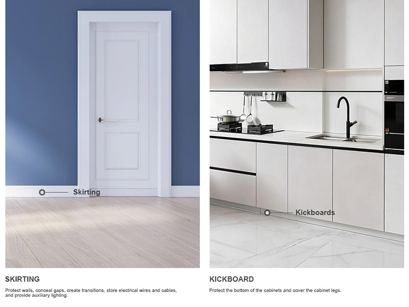 Qual é a diferença entre rodapés e kickboards?