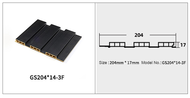 pain&eacute;is de parede canelados ocos de PVC de 204 * 17 mm