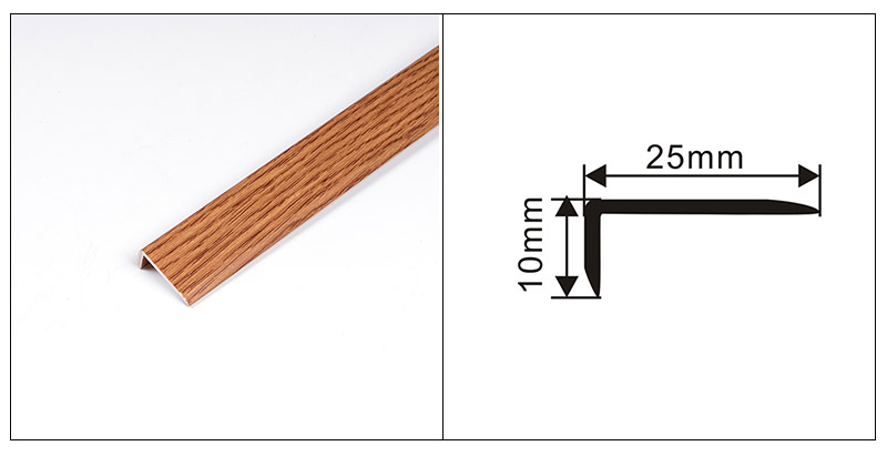 Tiras de borda de piso laminado em PVC de 24 * 10 mm em forma de L
