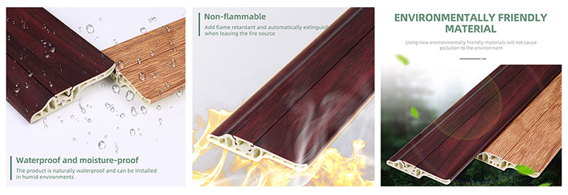 Rodap&eacute; de l&iacute;ngua de cordeiro em PVC de 68 * 17 mm