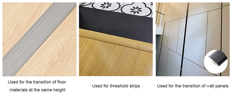 Tiras de borda de piso em PVC em forma de T