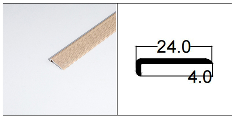 Perfis de borda de piso de PVC em forma de L de 20 * 4,5 mm