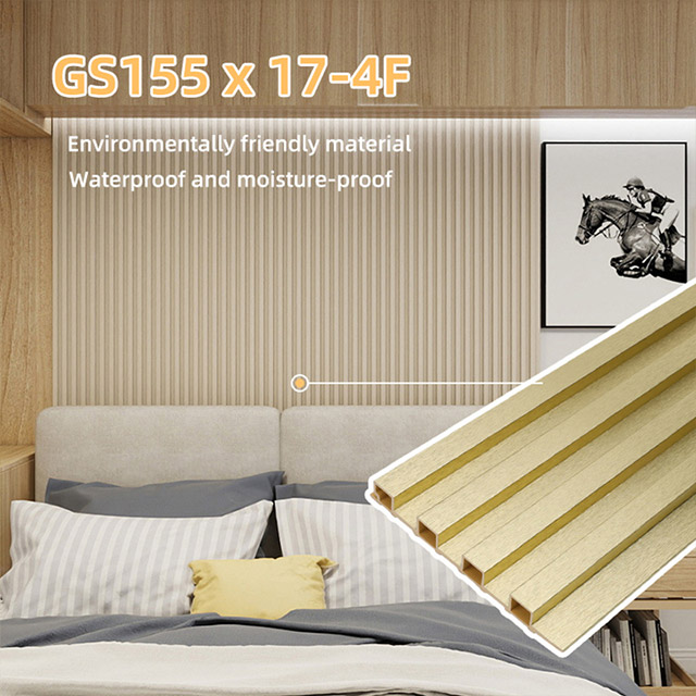 Painel de parede canelado dourado metálico de 155 * 17 mm