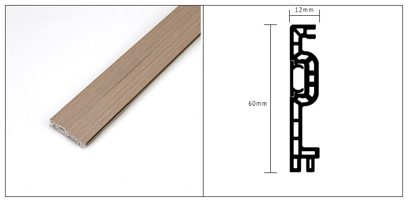 Rodap&eacute; de prego oculto WPC de 60 * 12 mm