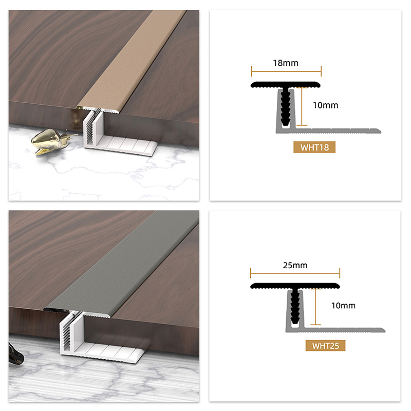 Molduras de piso em liga de alumínio em forma de T de 25 * 11,3 mm