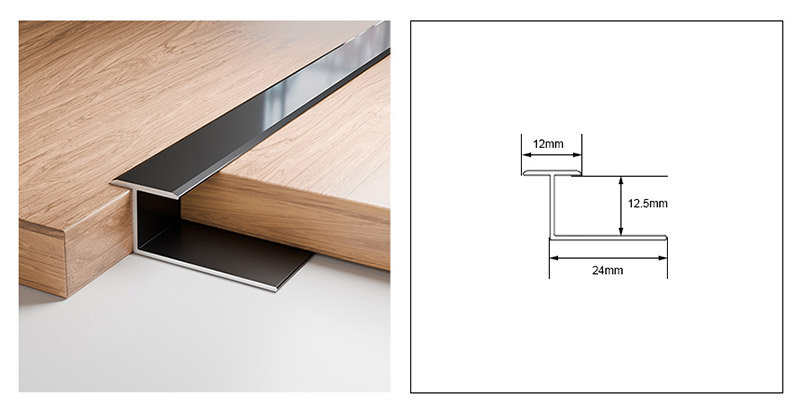 Acabamento de borda em forma de T
