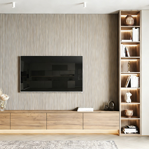 Painel de parede WPC com design semicírculo de 158 * 15 mm