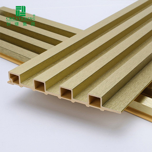 Painel de parede canelado dourado metálico de 155 * 17 mm