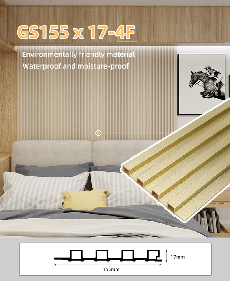 Painel de parede canelado dourado met&aacute;lico de 155 * 17 mm