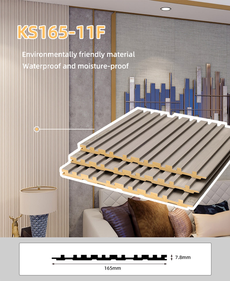 Pain&eacute;is de parede canelados s&oacute;lidos de PVC anti-mofo de 165 * 7,8 mm