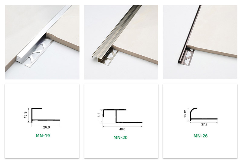 Acabamento de borda de ladrilho em forma de C