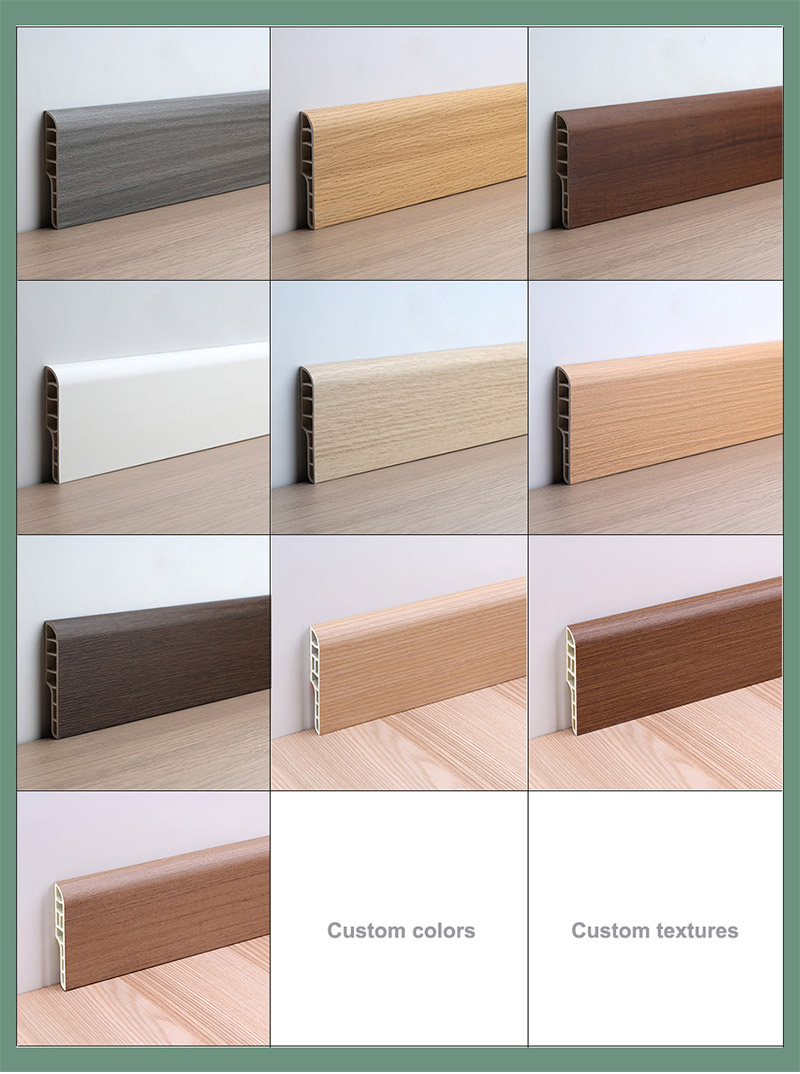 rodap&eacute; de l&aacute;pis de PVC de 70 * 12 mm