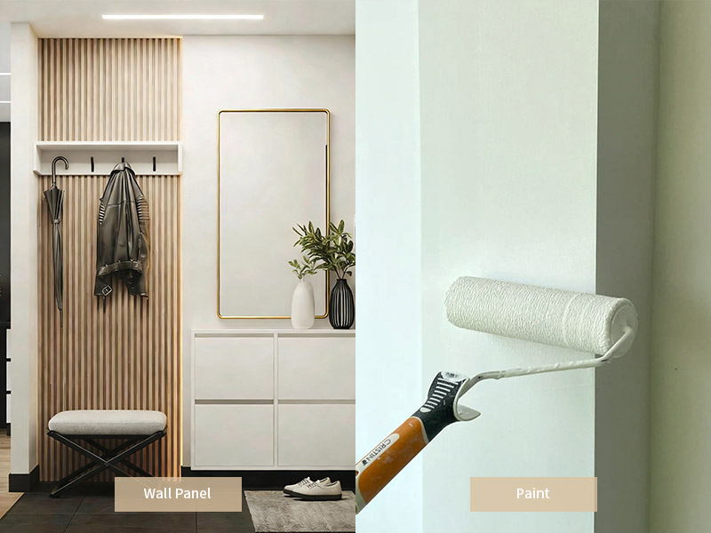 Comparação entre painel de parede e pintura