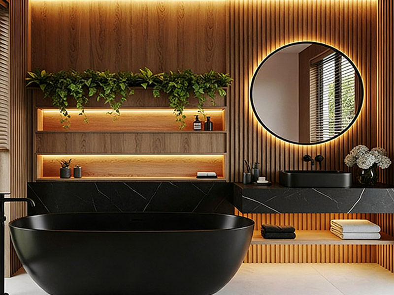 Pain&eacute;is de parede WPC para banheiro