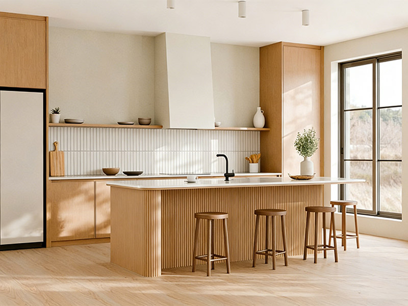 Pain&eacute;is de parede WPC na cozinha