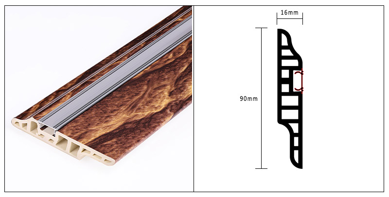 90*16mm PVC Lambs L&iacute;ngua Escondida Prego Rodap&eacute;