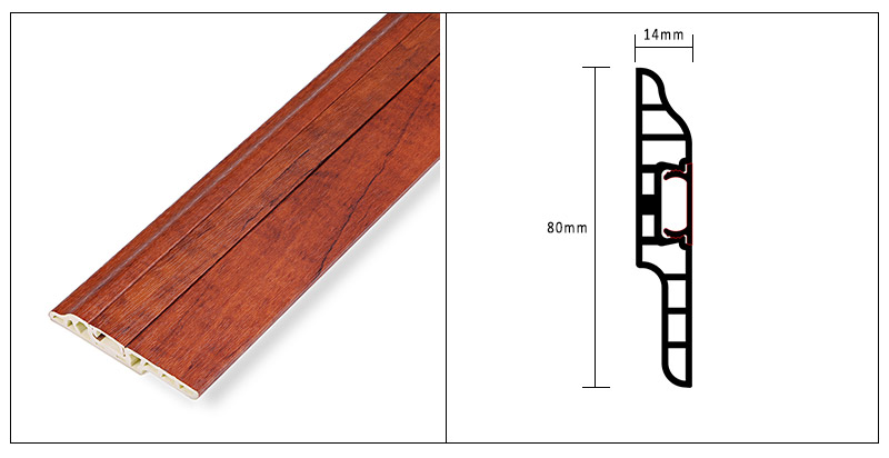 Linha de contorno de prego oculto em PVC de 80 * 14 mm