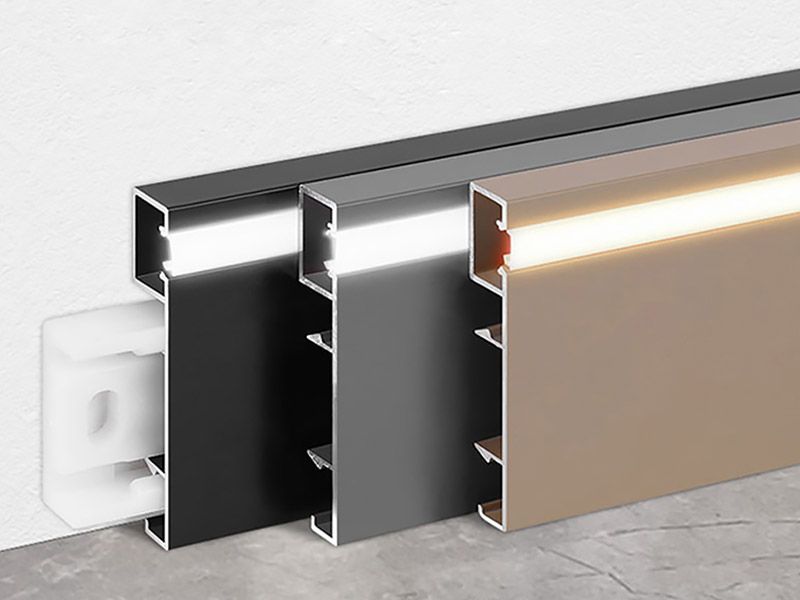 Rodap&eacute; em liga de alum&iacute;nio LED de 80 * 9 mm
