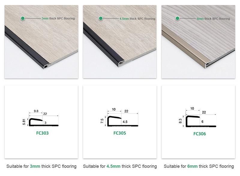 Faixa de transi&ccedil;&atilde;o de piso com tampa quadrada de alum&iacute;nio